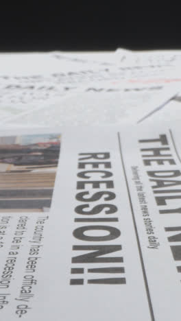 Vertical-Video-Of-Newspaper-Front-Pages-With-Financial-Headlines-On-Recession-And-War-In-Ukraine-2022-2